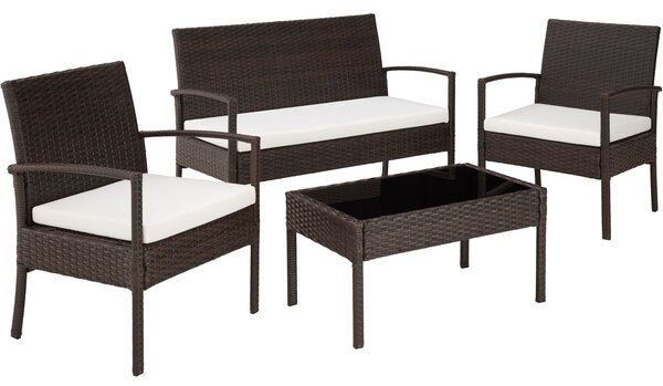 Tectake 401482 rattan garden furniture set sparta | 4 seat, 1 table - black/brown