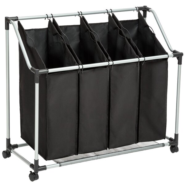 Tectake 401441 laundry basket with 4 compartments - black