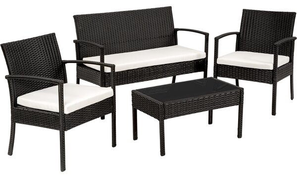 Tectake 401483 rattan garden furniture set sparta | 4 seat, 1 table - black