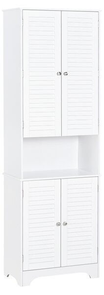 HOMCOM MDF Freestanding 6-Tier Bathroom Storage Cabinet White