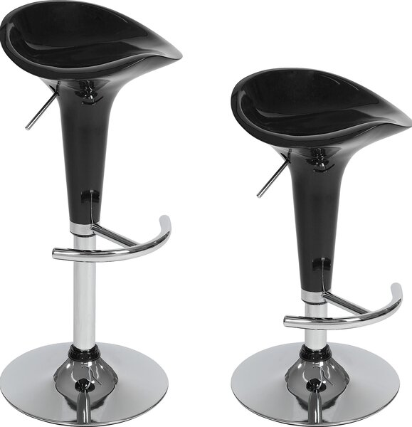 Tectake 401563 2 bar stools peter made of plastic - black