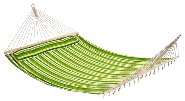 Outsunny Hammock Camping Swing Outdoor Garden Beach Stripe Hanging Bed with Pillow 188L x 140W (cm)