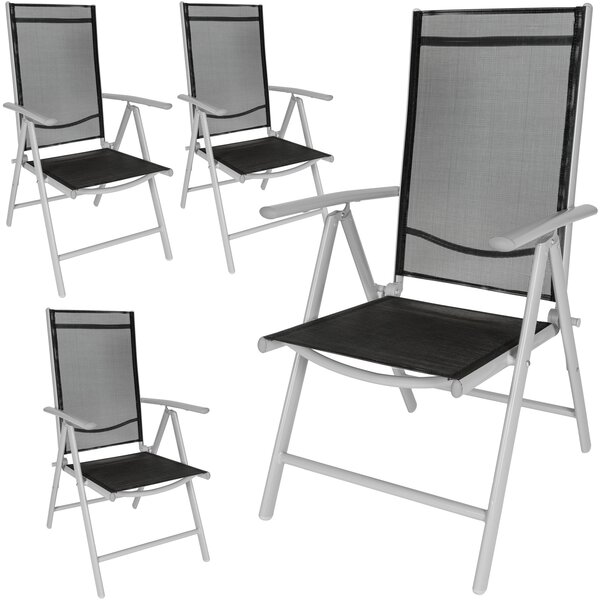 Tectake 401632 folding aluminium garden chairs (set of 4) - black/silver