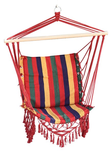 Outsunny Hammock Chair Swing Colourful Striped Tree Hanging Seat Porch Indoor Outdoor Fabric Garden Furniture