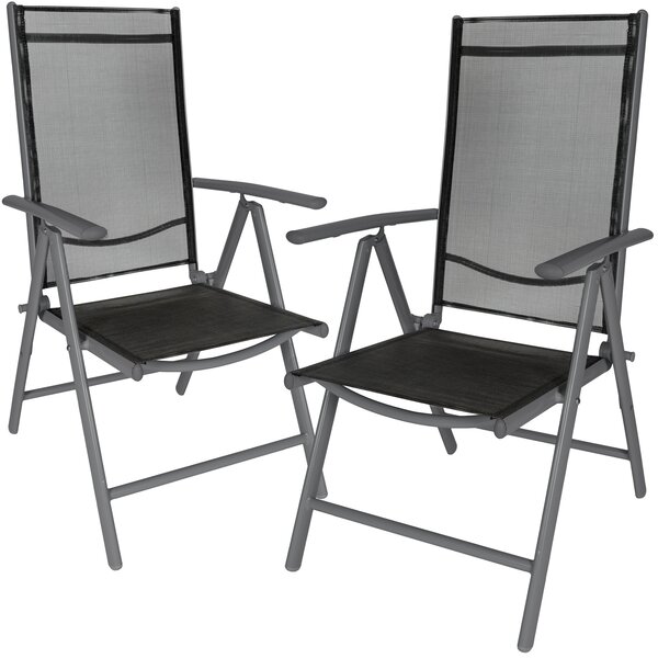 Tectake 401633 2 folding aluminium garden chairs - black/anthracite