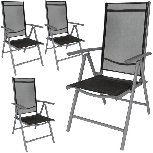 Tectake 401634 folding aluminium garden chairs (set of 4) - black/anthracite
