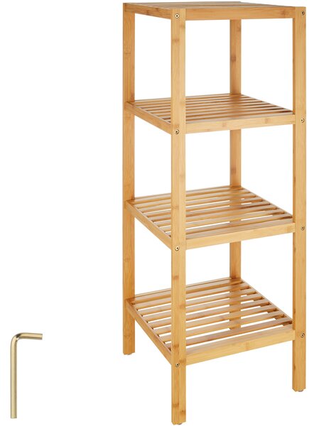 Tectake 401647 standing bathroom shelf | 4 tiers in bamboo - brown