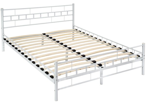 Tectake 401721 metal bed frame with slatted base - 200 x 140 cm, white