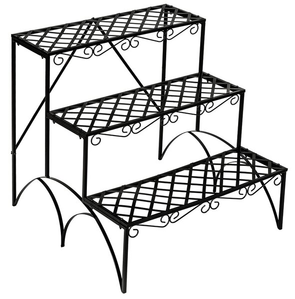 Tectake 401711 plant stand with 3 levels - black
