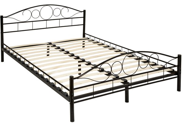 Tectake 401723 metal bed frame art with slatted base - 200 x 140 cm, black