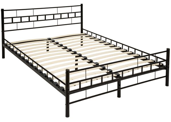 Tectake 401719 metal bed frame with slatted base - 200 x 140 cm, black