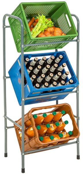 Tectake 401727 crate rack for 3 beverage crates - grey