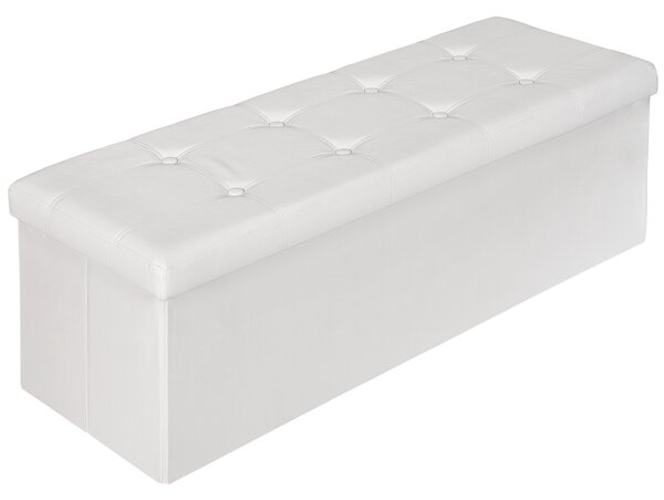 Tectake 401823 storage bench foldable made of synthetic leather 110x38x38cm - white
