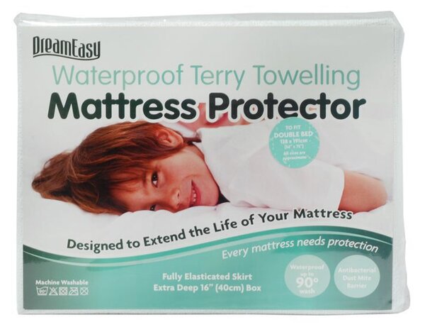 Dreameasy Waterproof Terry Mattress Protector, Small Single
