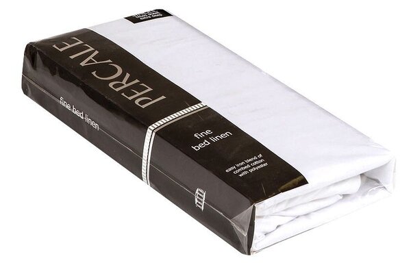 Percale Fitted Sheet, Double, White