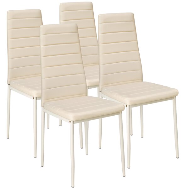 Tectake 401847 synthetic leather dining chairs | set of 4 - beige