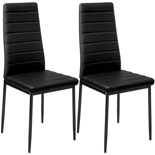 Tectake 401838 synthetic leather dining chairs | set of 2 - black