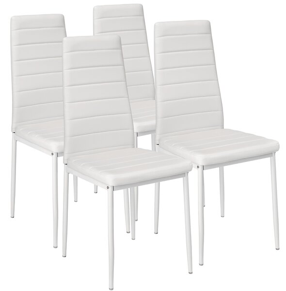 Tectake 401845 synthetic leather dining chairs | set of 4 - white