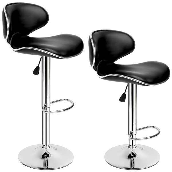 Tectake 402080 2 bar stools bassi made of artificial leather - black