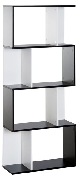 HOMCOM Particle Board 4-tier Storage Display Shelving Bookcase Unit Divider S Shape design Divider Unit