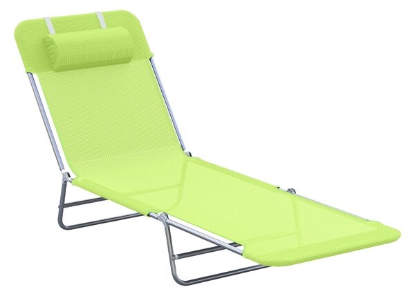 Outsunny Adjustable Garden Sun Bed Chair, Lounger Recliner, Relaxer Furniture with Adjustable Back, Green