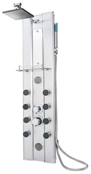 Tectake 402117 shower panel with 10 massage jets, aluminium - silver
