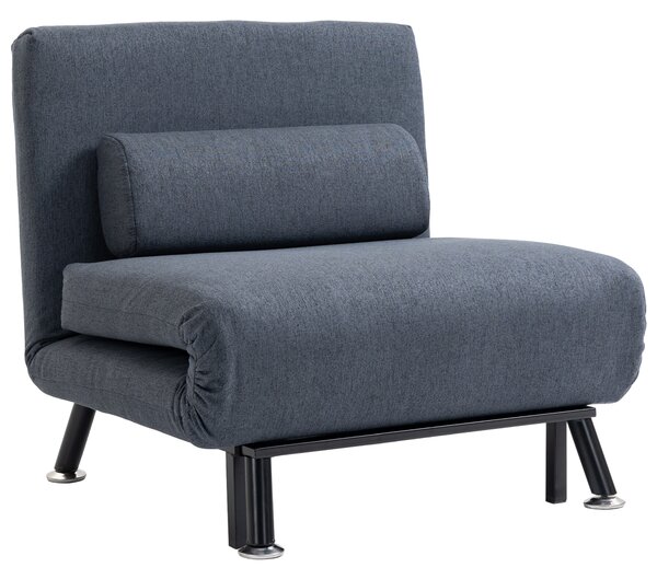 HOMCOM Single Sofa Bed Sleeper, Foldable Portable Pillow Lounge Couch Living Room Furniture, Dark Grey