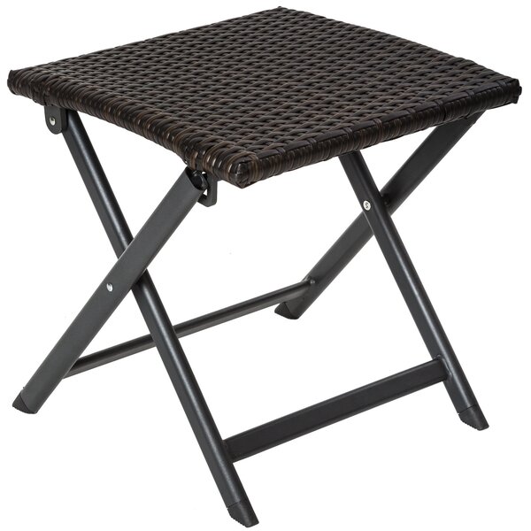 Tectake 402216 stool made of aluminium and rattan, foldable - brown