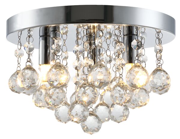 HOMCOM Mini Style Modern Crystal Ceiling Lamp Crystal Chandelier for Bedroom, Hallway, Kitchen, G9 Lamp Holder, Silver, Ф25 x 15cm