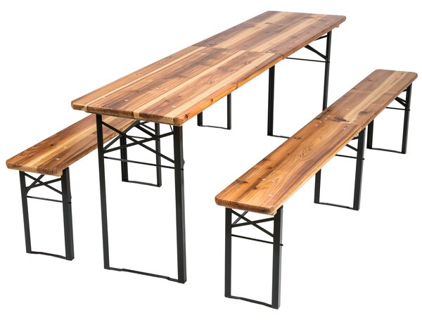 Tectake 402189 folding wooden picnic set | 2 benches, 1 table - brown