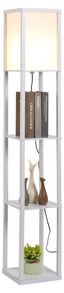 HOMCOM Standing Lamp, Floor Light with 4-Tier Storage Shelf, Reading Standing Lamp White