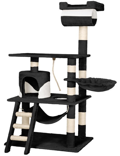 Tectake 402278 cat tree scratching post stokeley - black/white