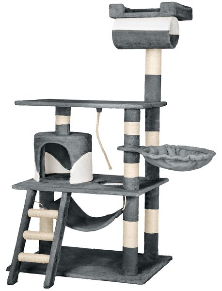 Tectake 402276 cat tree scratching post stokeley - grey/white