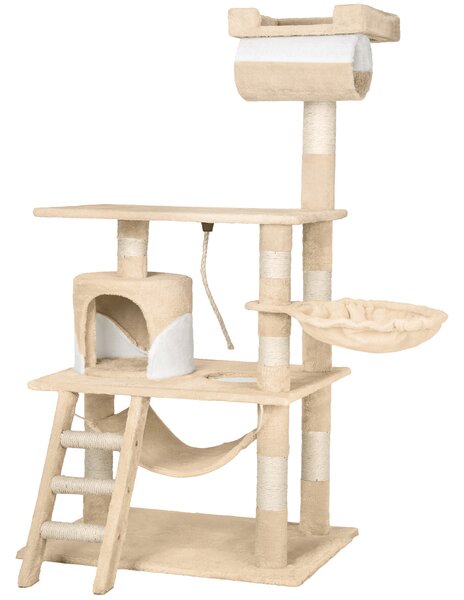 Tectake 402280 cat tree scratching post stokeley - beige/white