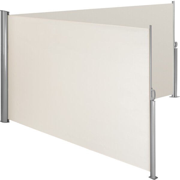 Tectake 402336 double-sided garden privacy screen w/ retractable awnings - 180 x 600 cm, beige