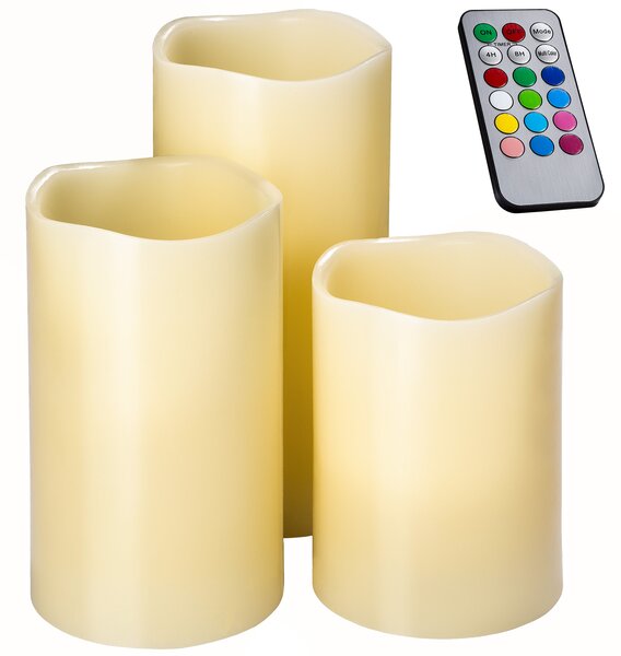 Tectake 402409 3 led candles with changing colours - white