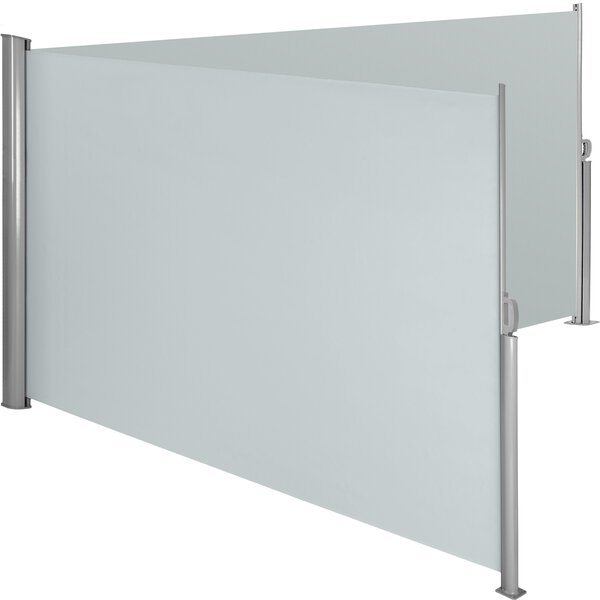 Tectake 402331 double-sided garden privacy screen w/ retractable awnings - 160 x 600 cm, grey