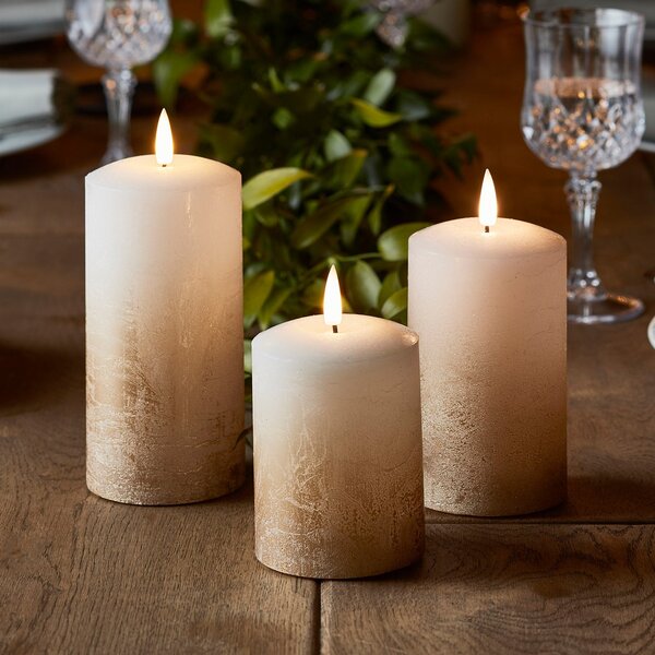 TruGlow® Bronze Ombre LED Pillar Candle Trio