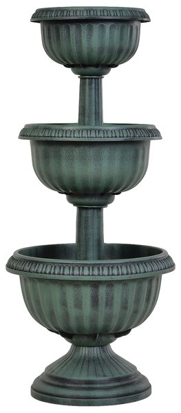 Outsunny 3-tier Chelsea Planter Flowers Display Fountain Stable Base Outdoor Garden Flower Pot Patio Balcony Indoors Green