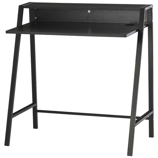 HOMCOM Computer Desk, Black, Home Office Writing Table Workstation with Storage Shelf, Ideal for PC Laptop