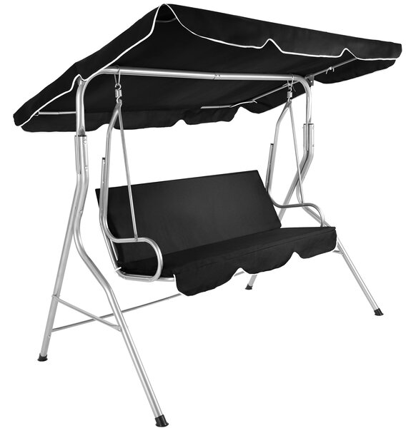 Tectake 402575 covered garden swing seat for up to 3 people (185x110x160cm) - black