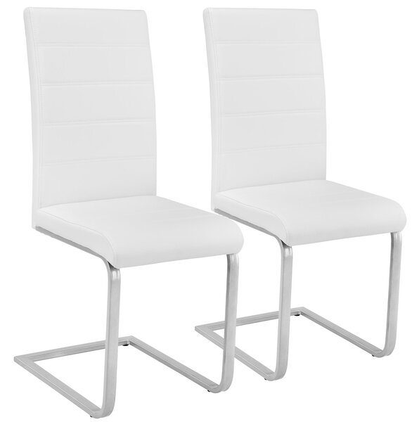 Tectake 402550 cantilevered dining chairs | set of 2 - white