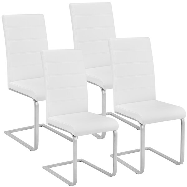 Tectake 402554 cantilevered dining chairs | set of 4 - white