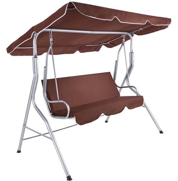 Tectake 402578 covered garden swing seat for up to 3 people (185x110x160cm) - coffee
