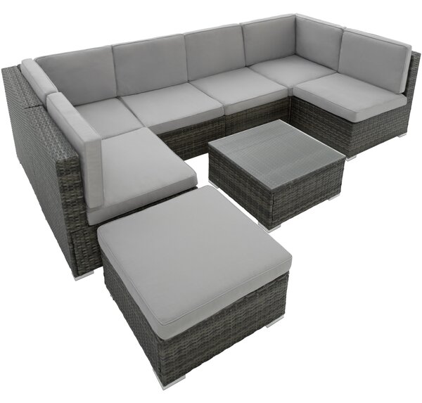 Tectake 402698 garden corner sofa set venice | 7 seats & 1 table - grey
