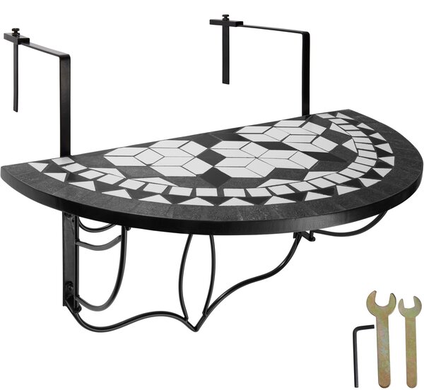 Tectake 402767 hanging table with mosaic pattern (75x65x62cm) - black/white