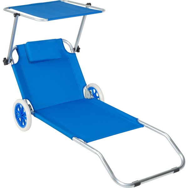 402784 sun lounger with wheels - blue