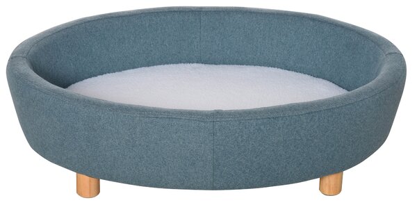 PawHut Pet Sofa Couch for Medium-Sized Dog Cushioned Bed Wooden legs, Light Blue 81cm x 61cm x 24cm Blue