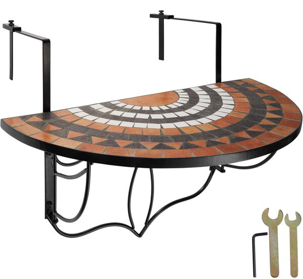 Tectake 402774 hanging table with mosaic pattern (75x65x62cm) - terracotta/white
