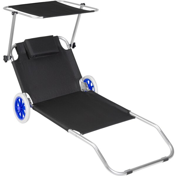 402783 sun lounger with wheels - black